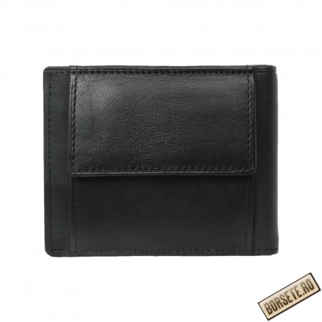 Port card, piele naturala, negru, clema bancnote, B130