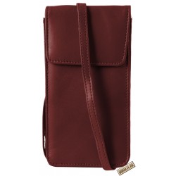 Borseta telefon, piele naturala, rosu bordo, 12 x 17,5 cm, 3900027-004