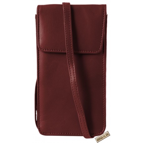 Borseta telefon, piele naturala, rosu bordo, 12 x 17,5 cm, 3900027-004