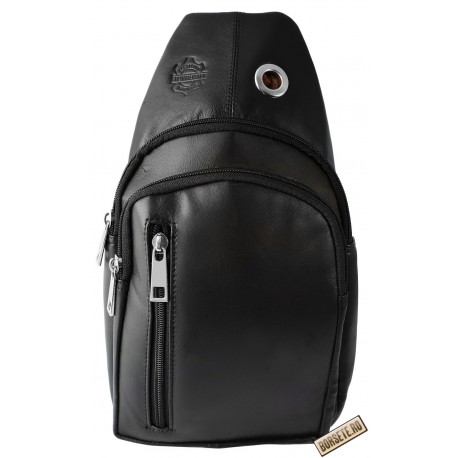 Borseta crossbody, piele natural, negru, Steinmaster, 30 x 16 cm, 3900042-001